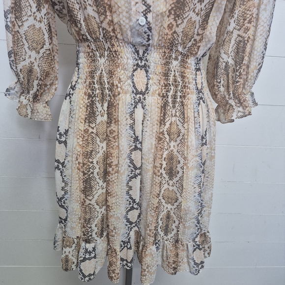 Maje Snake Print Sheer Mini Dress Size S (1) - Picture 5 of 14